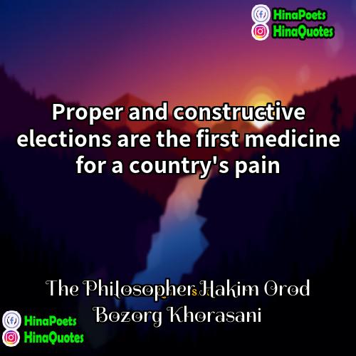 The Philosopher Hakim Orod Bozorg Khorasani Quotes | Proper and constructive elections are the first
